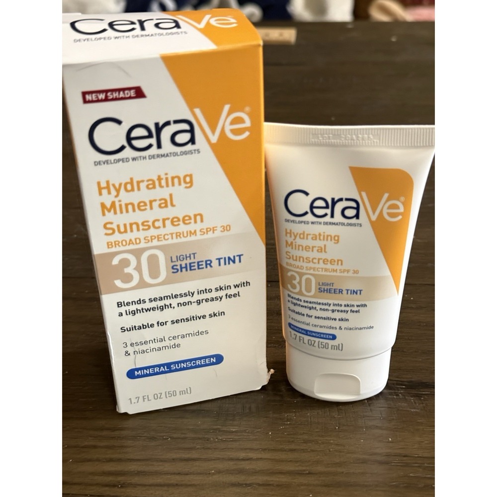 CeraVe Hydrating Mineral Sunscreen SPF 30 Face Sheer Tint - 1.7 FL OZ [EXP:1/28]